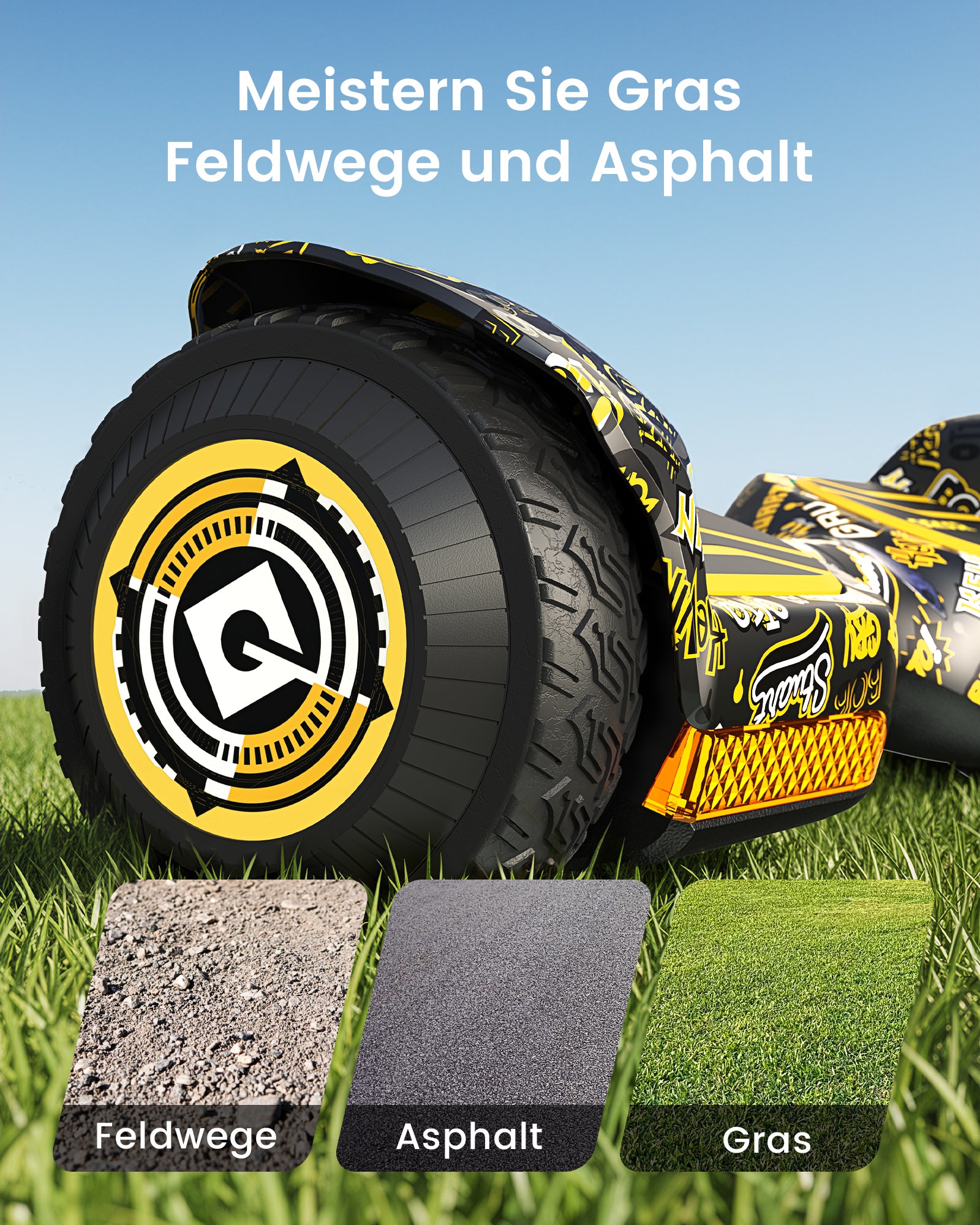 Minions | Gyroor Offroad-Hoverboard 500 W mit LED-Leuchten und Bluetooth für Kinder im Alter von 6 bis 12 Jahren
