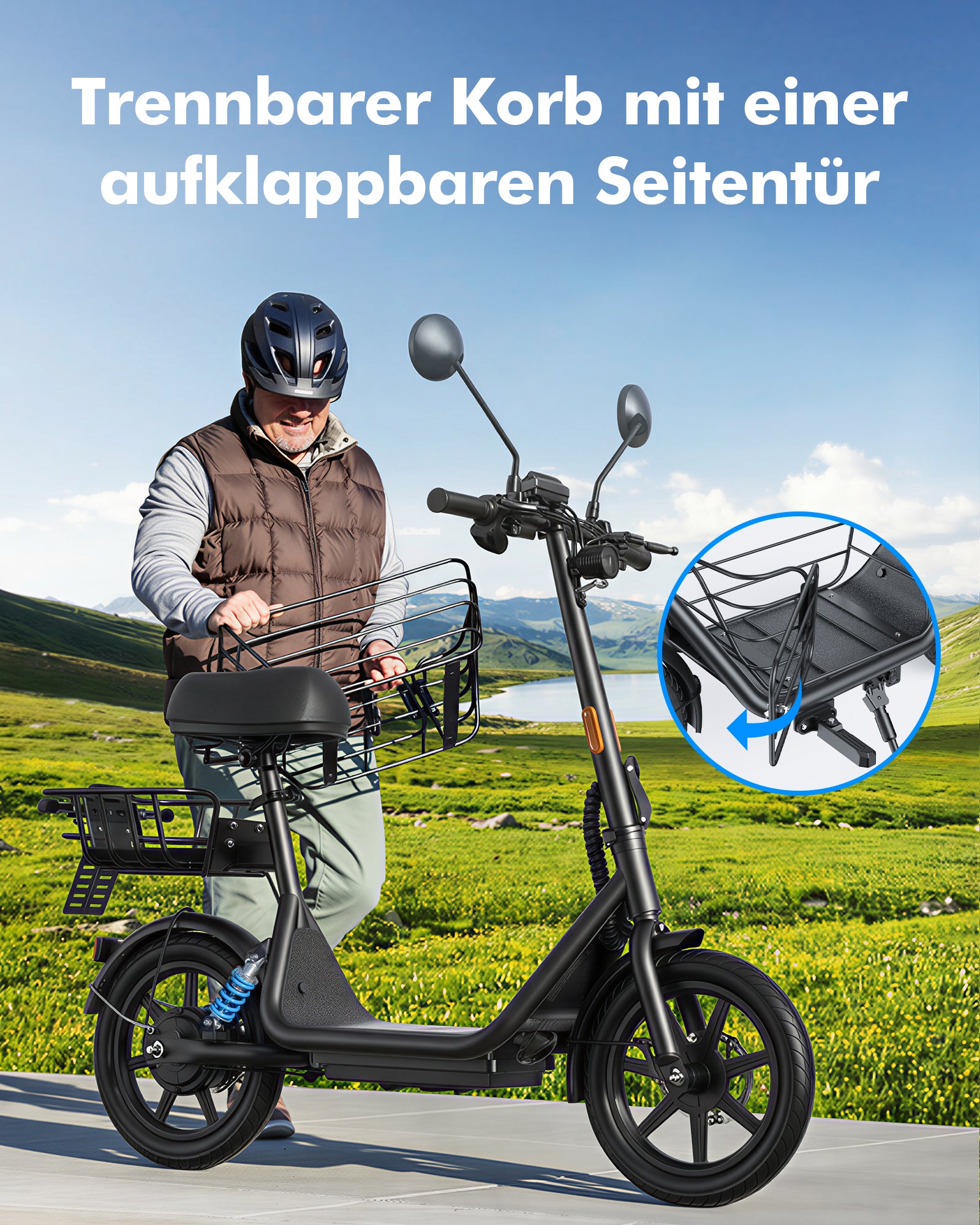 GYROOR C1Plus E-Scooter – abnehmbaren Körben, großzügigem Stauraum für Haustiere & Transport – UL2272-zertifiziert