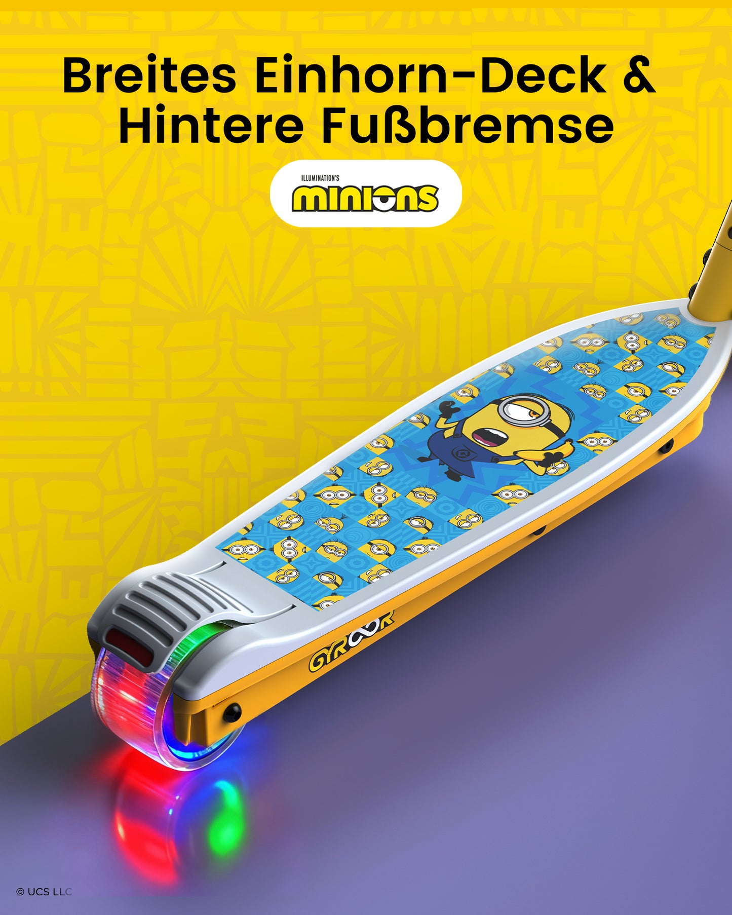 Minions | Gyroor Kinder-Elektroroller mit einstellbarer Höhe und verstellbarem Lenker