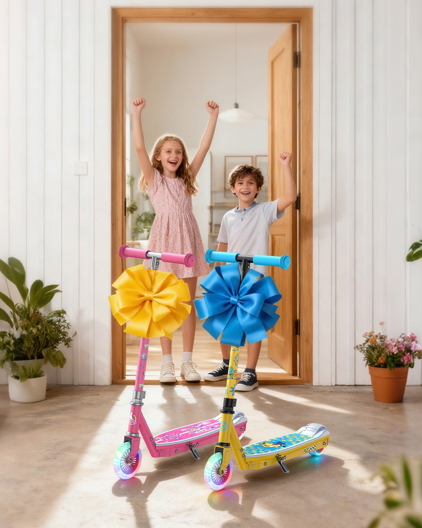 Minions | Gyroor Kinder-Elektroroller mit einstellbarer Höhe und verstellbarem Lenker