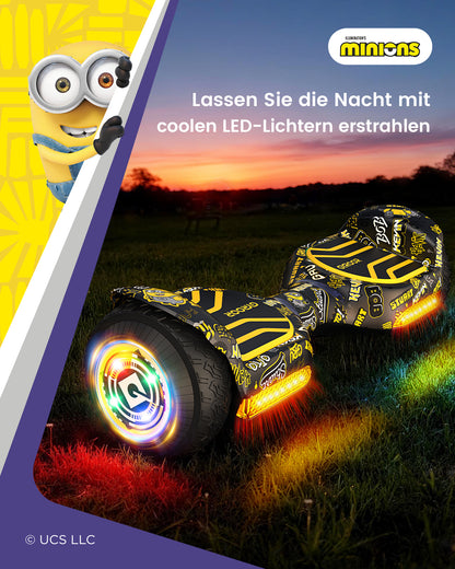 Minions | Gyroor Offroad-Hoverboard 500 W mit LED-Leuchten und Bluetooth für Kinder im Alter von 6 bis 12 Jahren