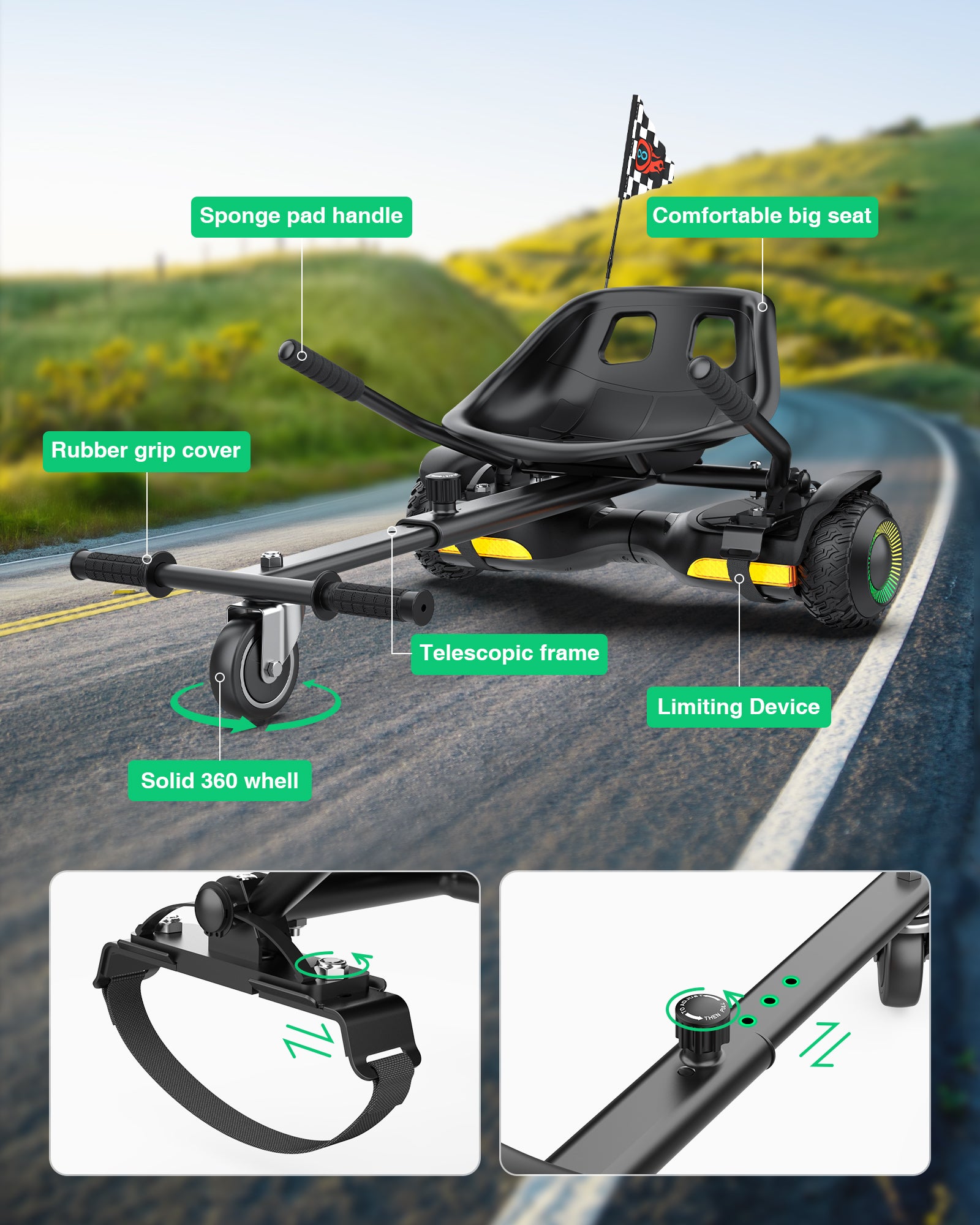 Gyroor Selbstbalancier-Roller 500 W mit verstellbarem K1-Sitzaufsatz