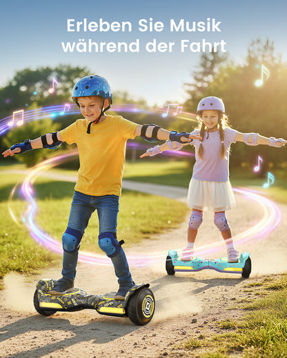 Minions | Gyroor Offroad-Hoverboard 500 W mit LED-Leuchten und Bluetooth für Kinder im Alter von 6 bis 12 Jahren