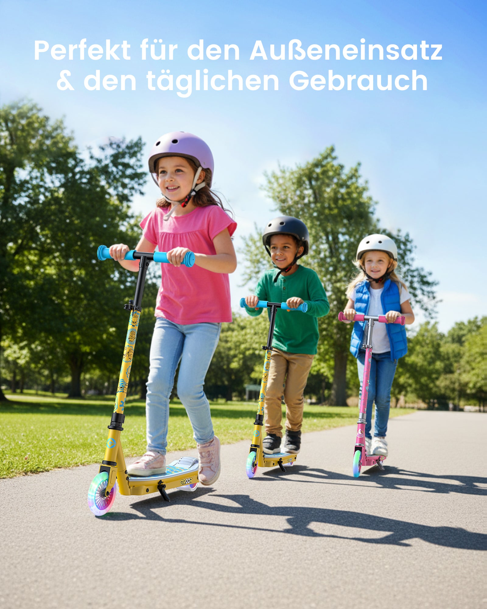 Minions | Gyroor Kinder-Elektroroller mit einstellbarer Höhe und verstellbarem Lenker