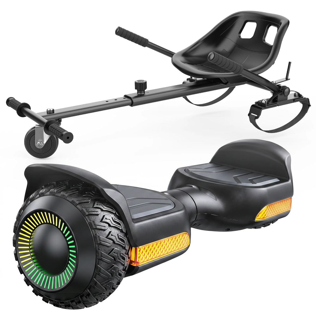 Gyroor Selbstbalancier-Roller 500 W mit verstellbarem K1-Sitzaufsatz -Schwarz
