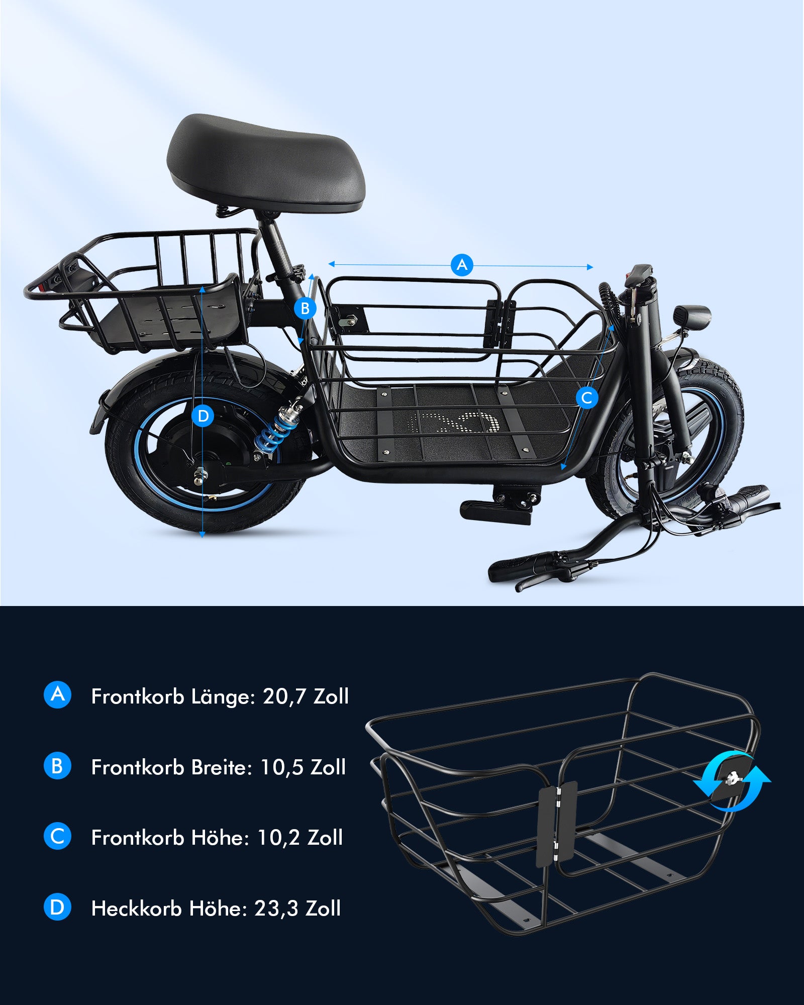 GYROOR C1Plus E-Scooter – 1000W (Spitzenleistung) mit abnehmbaren Körben, großzügigem Stauraum für Haustiere & Transport – UL2272-zertifiziert