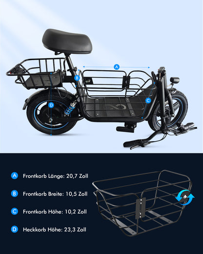 GYROOR C1Plus E-Scooter – abnehmbaren Körben, großzügigem Stauraum für Haustiere & Transport – UL2272-zertifiziert