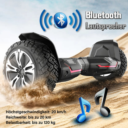 Gyroor G2 Gelände Hoverboard mit Bluetooth Lautsprecher, 20 km Reichweite und 20 km/h Höchstgeschwindigkeit